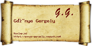 Gönye Gergely névjegykártya